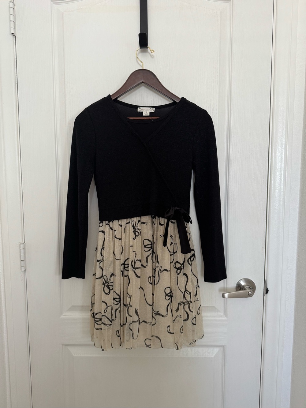 Girls Shimmer Bow Dress With Removable Cardigan. Size 12.
